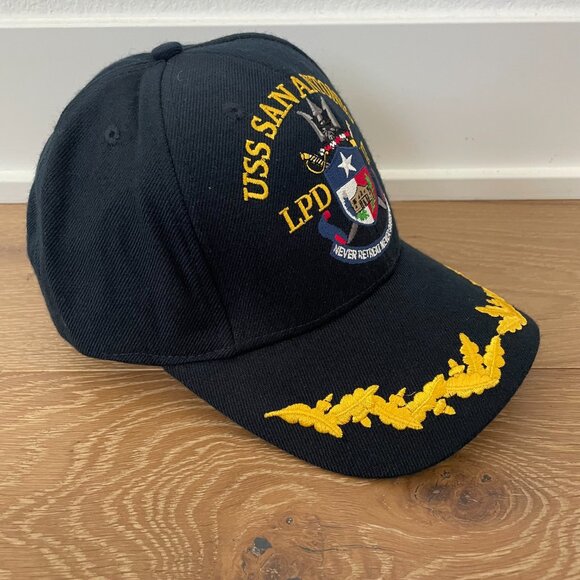 The Corps Hat USS San Antonio LPD 17 Navy Blue Gold Embroidered Cap - Picture 6 of 14